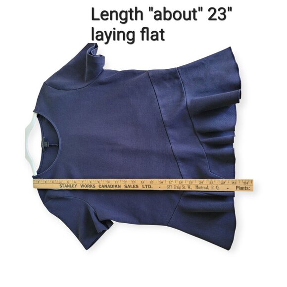 J.Crew Structured Navy Peplum Top Women's Medium Stretch Knit Tailored Fit - Picture 5 of 6